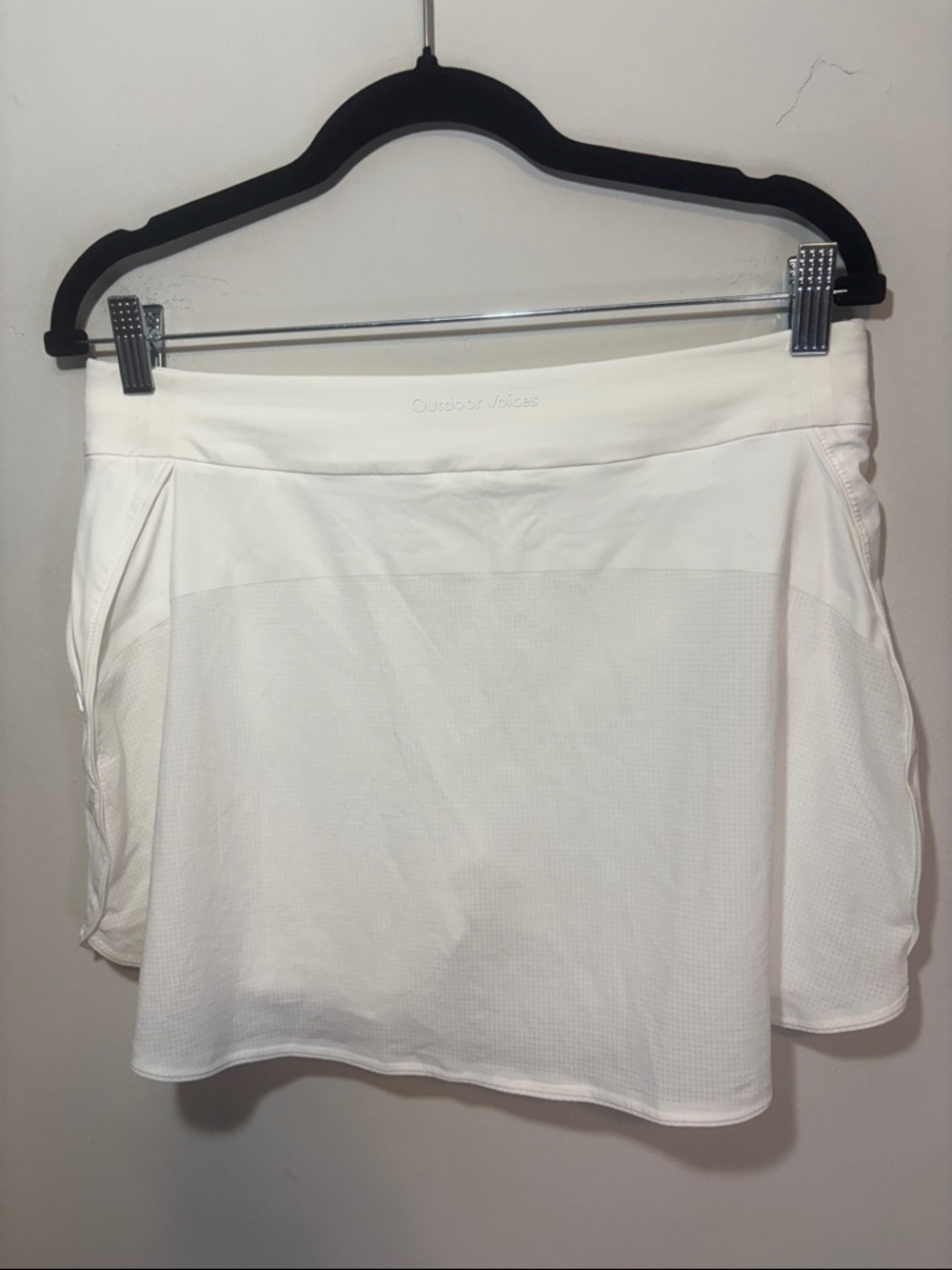 Outdoor Voices Bright White Grid Dri Fit Skirt